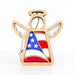 Handcrafted American flag ornament featuring vibrant red, white, and blue colors, carefully arranged to depict the iconic stars and stripes of the United States flag. The ornament is crafted from rich sapele wood, adding warmth and a touch of natural beauty. Perfectly designed to catch the sunlight, this patriotic piece comes alive with brilliant colors when displayed in a well-lit area. Ideal for showing national pride and adding a touch of handcrafted artistry to any home decor.