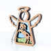 The Mother's Angels® Horse Ornament from Forged Flare® is a 3.5" wooden angel figurine featuring wings and halo. The body’s cutout depicts a rearing horse against a light blue background, with a small heart embedded in the horse. This beautifully crafted ornament has a string attached to the top for hanging, making it perfect for your Christmas decor.